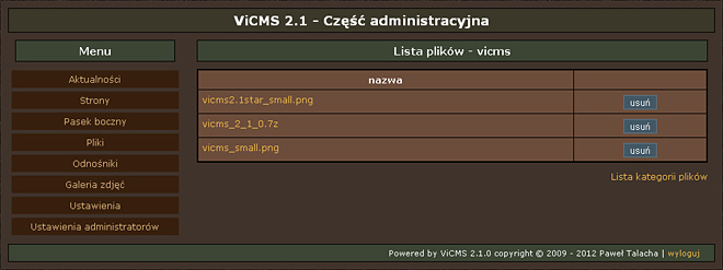 Lista plików